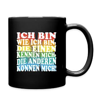 Ich bin wie ich bin - Adenauer Zitat in 3D Text - Tasse einfarbig - Schwarz - Rechts