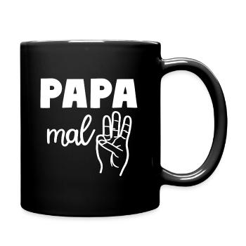 Papa mal Drei 3 Kinder Papa - Tasse einfarbig - Schwarz - Rechts