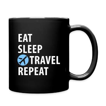 Voyage, tour du monde. Manger, dormir, voyager - Mug uni - noir - Droite