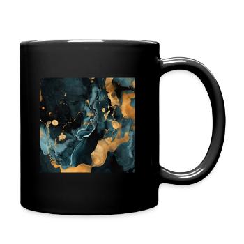 Marmor Naturstein Textur Blau - Tasse einfarbig - Schwarz - Rechts