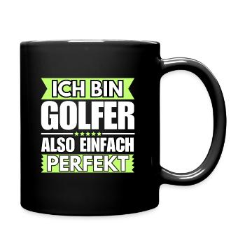 Einfach ein Perfekter Golfer - Tasse einfarbig - Schwarz - Rechts