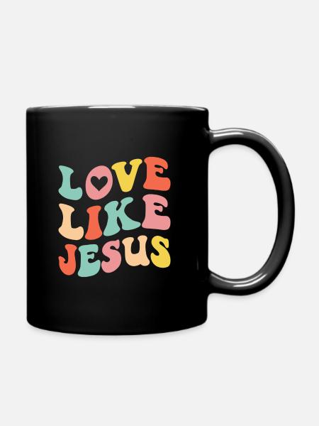 Love as Jesus God Christian Love - Full Colour Mug - black