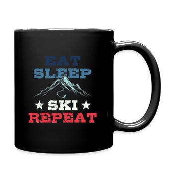 Eat Sleep Ski Repeat - Ski - Ski - Full Colour Mug - black - Right