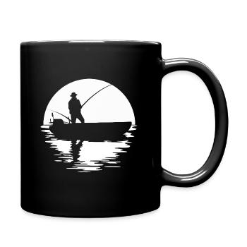Angeln bei Vollmond - Mondnacht - Angler Geschenk - Tasse einfarbig - Schwarz - Rechts