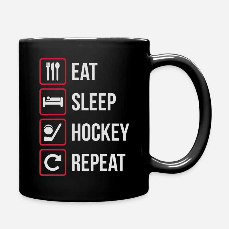 Eat Sleep Hockey Repeat - Tasse einfarbig - Schwarz