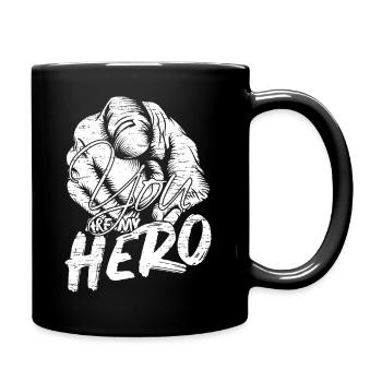 Du bist mein Held - Tasse einfarbig - Schwarz - Rechts