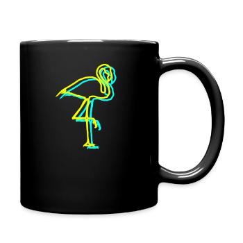 neon Flamingo - Tasse einfarbig - Schwarz - Rechts