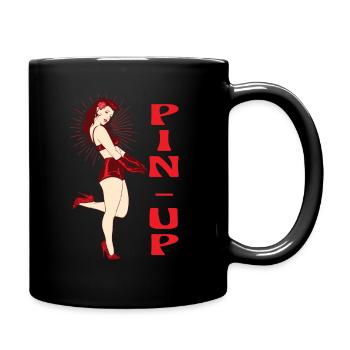 Pin up. Fifties pin-up girl. Retro Rockybilly - Full Colour Mug - black - Right