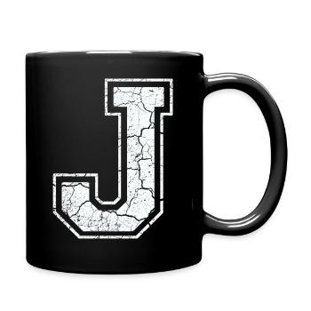 Un caractère un joule dans blanc in Used Look - Mug uni - noir - Droite