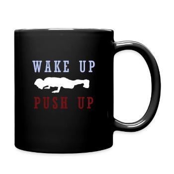 Push up Motivation mit Bild und Spruch - Tasse einfarbig - Schwarz - Rechts