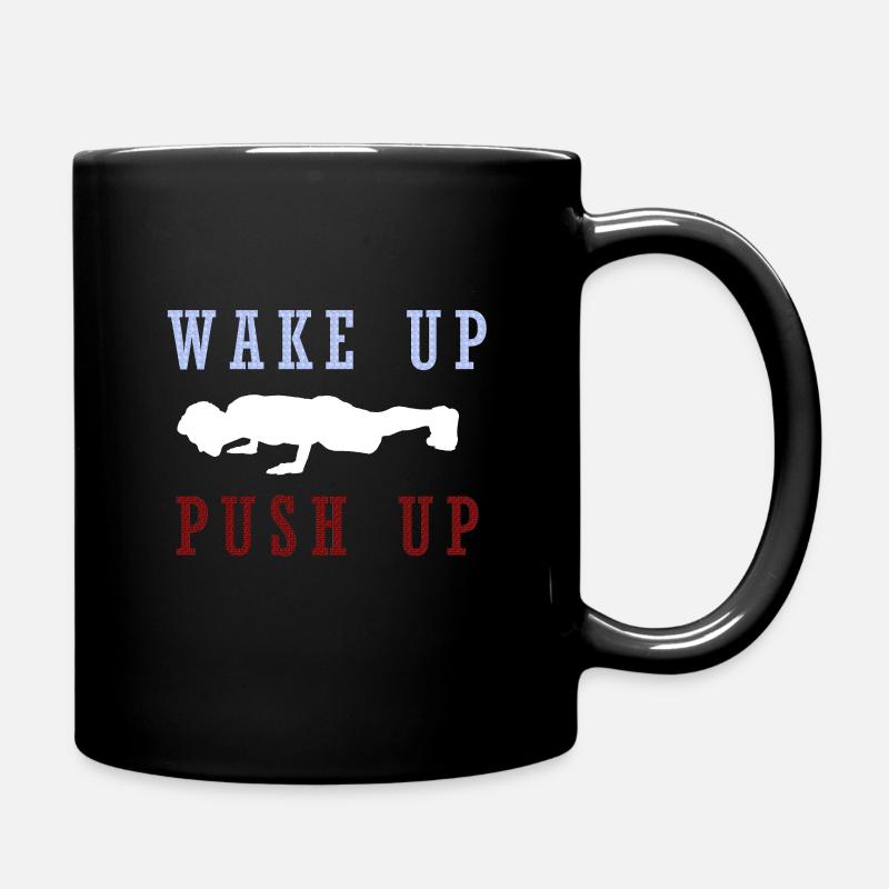 Push up motivation with picture and saying - Full Colour Mug - black