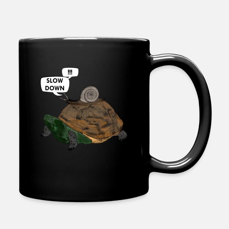 Lustige Schildkröte Schnecke - Tasse einfarbig - Schwarz
