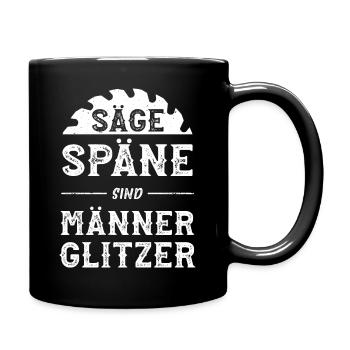Holz Holzmachen Säge Sägespäne Geschenk Papa Opa - Tasse einfarbig - Schwarz - Rechts