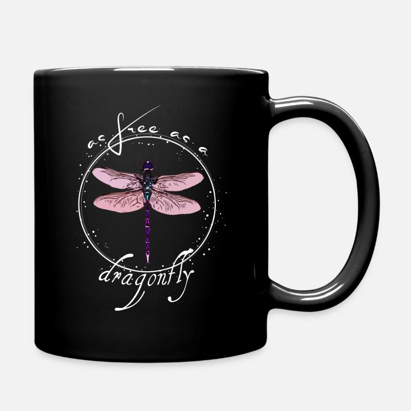 Libelle frei weiß - Tasse einfarbig - Schwarz
