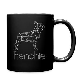 Geometric Frenchie weiß - mit Text - Tasse einfarbig - Schwarz - Rechts