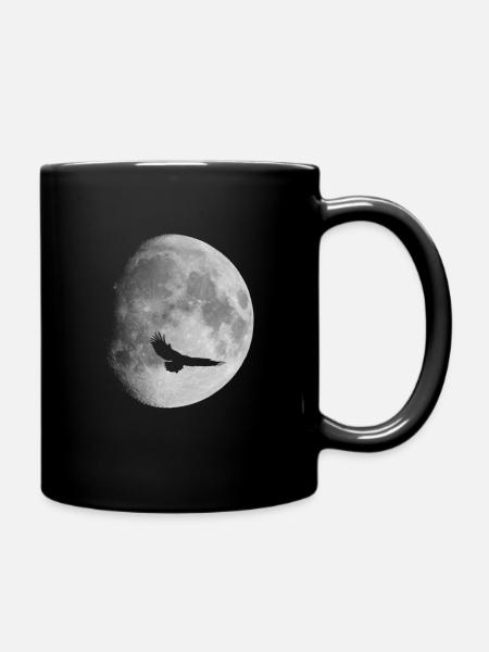 Vollmond Mond mondsüchtig Blutmond Adler Astro - Tasse einfarbig - Schwarz