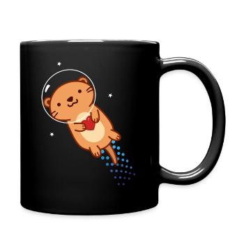 Greetings from Otter Space - Tasse einfarbig - Schwarz - Rechts