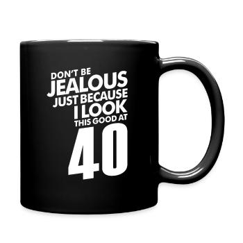 40 Jahre - Tasse einfarbig - Schwarz - Rechts