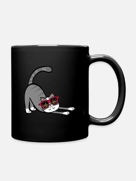 coole Katze - Tasse einfarbig - Schwarz