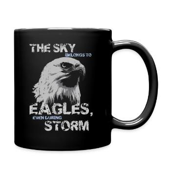 Adler Sprueche Geschenk Shirt - Tasse einfarbig - Schwarz - Rechts