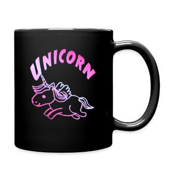 Unicorn Einhorn suess - Tasse einfarbig - Schwarz - Rechts