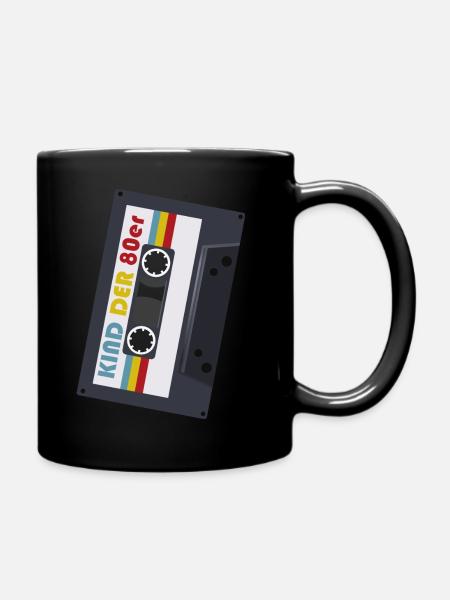 KIND DER 80er. 80er Jahre Outfit. Vintage Kassette - Tasse einfarbig - Schwarz