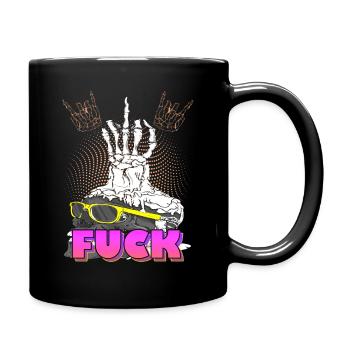 Skull with middle fin and fuck - Full Colour Mug - black - Right
