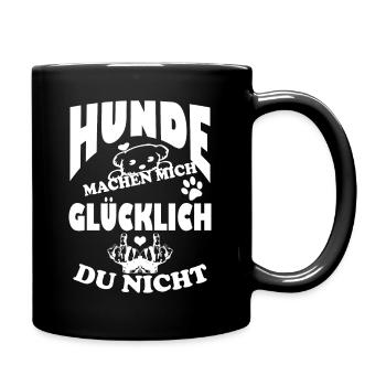 Hunde machen mich glücklich du nicht - Tasse einfarbig - Schwarz - Rechts