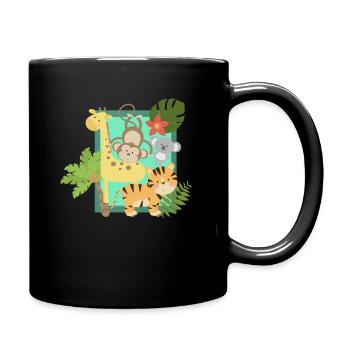 Animaux de la jungle drôles unis - Mug uni - noir - Droite