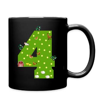4th birthday boy girl 4 years farmer farming gift - Tasse einfarbig - Schwarz - Rechts