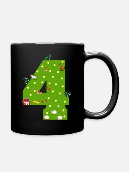 4th birthday boy girl 4 years farmer farming gift - Mug uni - noir