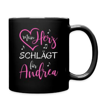 Mein Herz schlägt für Andrea - Tasse einfarbig - Schwarz - Rechts