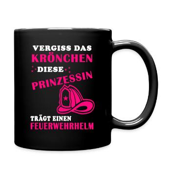 Krönchen Feuerwehrhelm Geschenkidee Feuerwehr cool - Tasse einfarbig - Schwarz - Rechts
