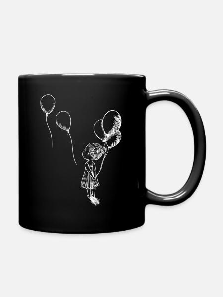 Mädchen mit Luftballons weiß - Tasse einfarbig - Schwarz