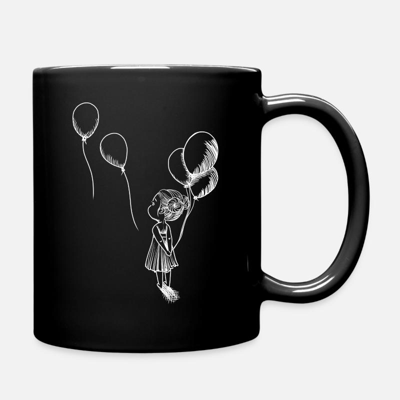 Mädchen mit Luftballons weiß - Tasse einfarbig - Schwarz