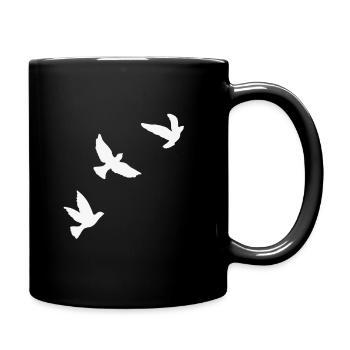 3 fliegende Vögel weiß - Tasse einfarbig - Schwarz - Rechts