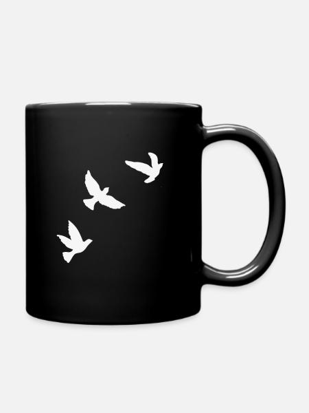 3 fliegende Vögel weiß - Tasse einfarbig - Schwarz