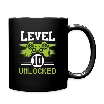 Level 10 Unlocked 10. Geburtstag Gaming Zocken - Tasse einfarbig - Schwarz - Rechts