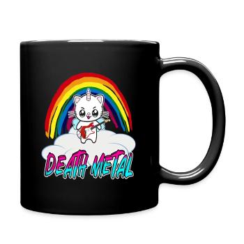 Death metal unicorn cat with guitar - Full Colour Mug - black - Right