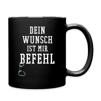 BDSM Shirt Dein Wunsch ist mir Befehl Handschellen - Tasse einfarbig - Schwarz - Rechts