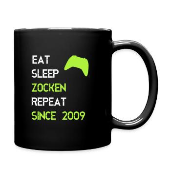 Eat Sleep Zocken Repeat seit 2009 - Tasse einfarbig - Schwarz - Rechts