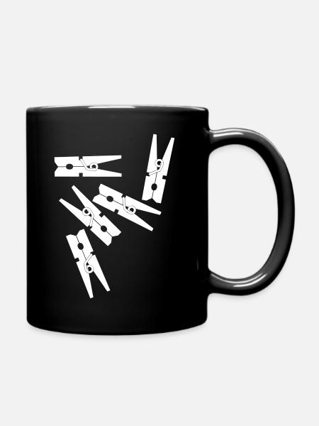 Clothespins white - Full Colour Mug - black