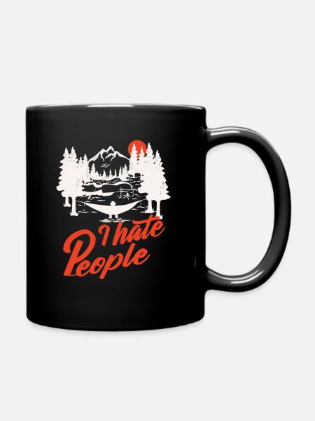 I hate People - Tasse einfarbig - Schwarz