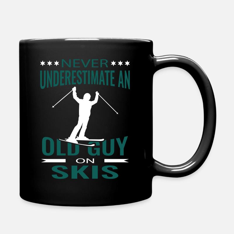 Ski grandpa skier saying skiing old guy - Full Colour Mug - black