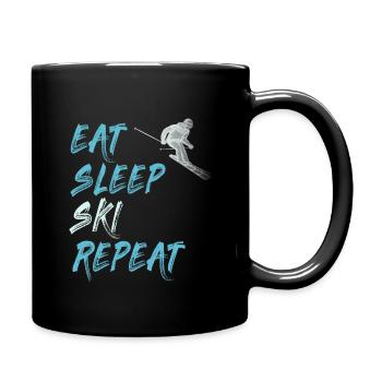 manger sommeil ski répéter cadeau de skis de sports d'hiver - Mug uni - noir - Droite