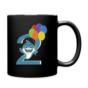 2. Geburtstag Hai 2 Jahre Kostüm Geschenk - Tasse einfarbig - Schwarz - Rechts