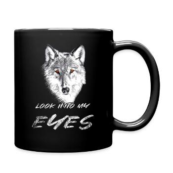 Wolf head with red eyes - Full Colour Mug - black - Right