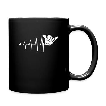 Coeur battement de coeur amour rythme cardiaque shaka main - Mug uni - noir - Droite