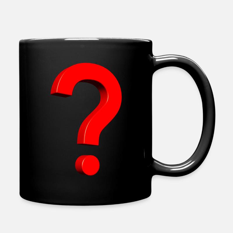 3D question mark red - Full Colour Mug - black