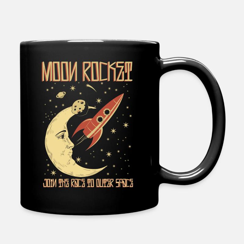 Moon Rocket Vintage - Full Colour Mug - black